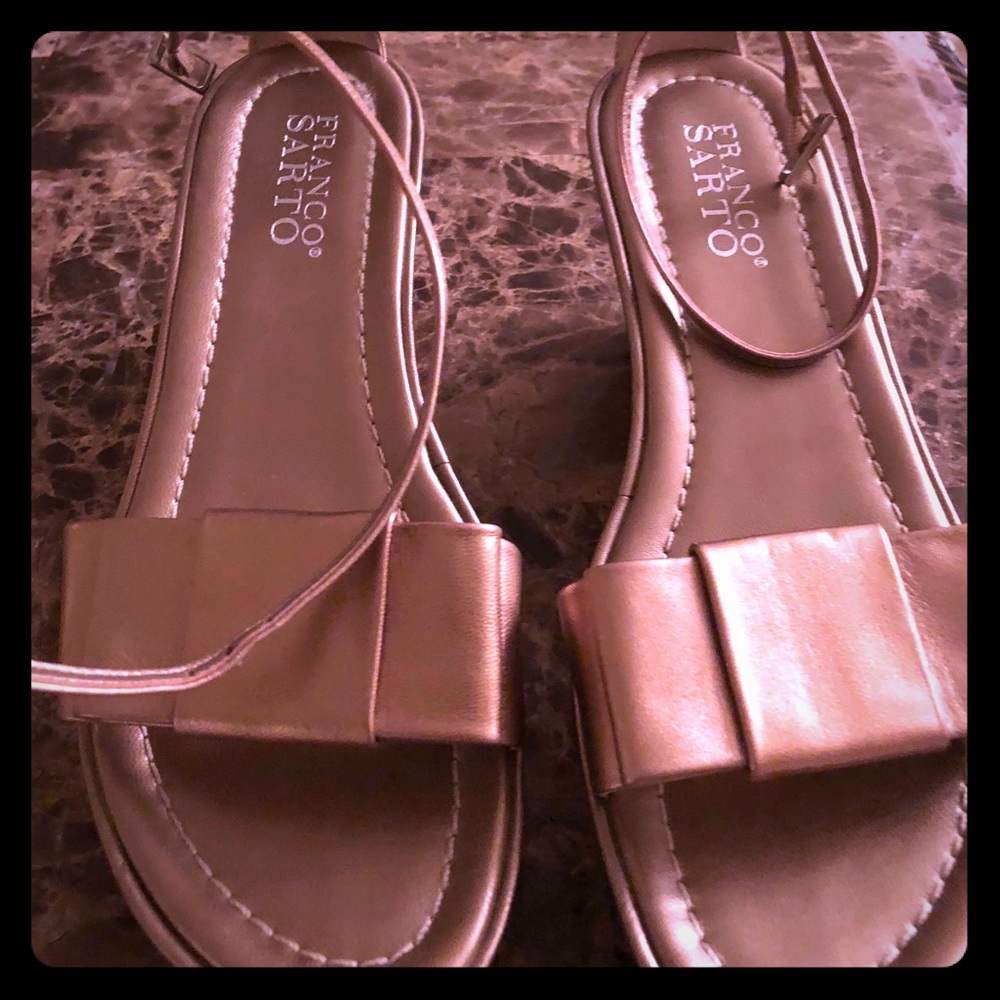 Strappy brown platform heels